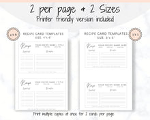 Load image into Gallery viewer, EDITABLE Recipe Card template, Recipe Template, Recipe Cards Printable, Simple, Retro, 4x6, Insert, Minimal, Sheet, Recipe Box, Sheet, Book | Style 1
