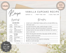 Load image into Gallery viewer, EDITABLE Recipe Card template, Recipe Template, Recipe Cards Printable, Simple, Retro, 4x6, Insert, Minimal, Sheet, Recipe Box, Sheet, Book | Style 1
