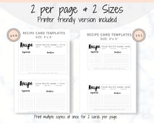 Load image into Gallery viewer, EDITABLE Recipe Card template, Recipe Template, Recipe Cards Printable, Simple, Retro, 4x6, Insert, Minimal, Sheet, Recipe Box, Sheet, Book | Style 2
