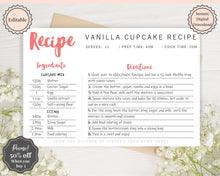 Load image into Gallery viewer, EDITABLE Recipe Card template, Recipe Template, Recipe Cards Printable, Simple, Retro, 4x6, Insert, Minimal, Sheet, Recipe Box, Sheet, Book | Style 3
