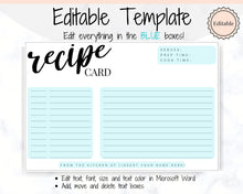 Load image into Gallery viewer, EDITABLE Recipe Card template, Recipe Template, Recipe Cards Printable, Simple, Retro, 4x6, Insert, Minimal, Sheet, Recipe Box, Sheet, Book | Style 4

