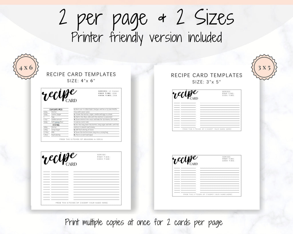 Editable Printable Recipe Cards 4x6