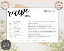 Load image into Gallery viewer, EDITABLE Recipe Card template, Recipe Template, Recipe Cards Printable, Simple, Retro, 4x6, Insert, Minimal, Sheet, Recipe Box, Sheet, Book | Style 4
