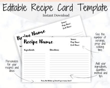 Load image into Gallery viewer, EDITABLE Recipe Card template, Recipe Template, Recipe Cards Printable, Simple, Retro, 4x6, Insert, Minimal, Sheet, Recipe Box, Sheet, Book | Style 5
