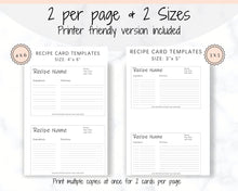 Load image into Gallery viewer, EDITABLE Recipe Card template, Recipe Template, Recipe Cards Printable, Simple, Retro, 4x6, Insert, Minimal, Sheet, Recipe Box, Sheet, Book | Style 6
