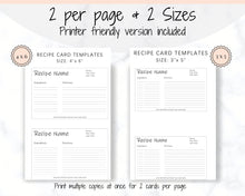 Load image into Gallery viewer, EDITABLE Recipe Card template, Recipe Template, Recipe Cards Printable, Simple, Retro, 4x6, Insert, Minimal, Sheet, Recipe Box, Sheet, Book | Style 6
