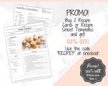 Load image into Gallery viewer, EDITABLE Recipe Card template, Recipe Template, Recipe Cards Printable, Simple, Retro, 4x6, Insert, Minimal, Sheet, Recipe Box, Sheet, Book | Style 6

