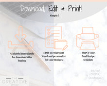 Load image into Gallery viewer, EDITABLE Recipe Card template, Recipe Template, Recipe Cards Printable, Simple, Retro, 4x6, Insert, Minimal, Sheet, Recipe Box, Sheet, Book | Style 7
