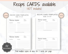 Load image into Gallery viewer, EDITABLE Recipe Sheet Template, Recipe Book template, Recipe Cards, Minimal Recipe Binder, 8.5x11 Printable Farmhouse, Food Planner Journal - No Photo Ink Free
