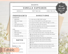 Load image into Gallery viewer, EDITABLE Recipe Sheet Template, Recipe Book template, Recipe Cards, Minimal Recipe Binder, 8.5x11 Printable Farmhouse, Food Planner Journal - No Photo Yu Font
