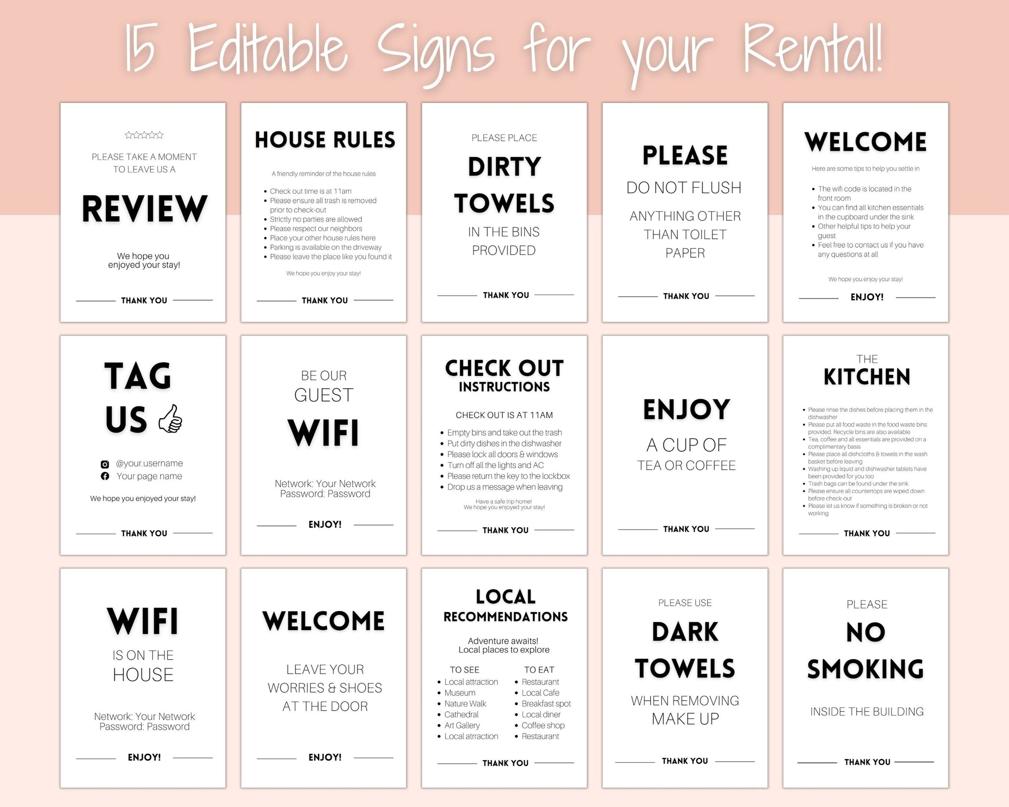 Editable VRBO Vacation Rental Sign Bundle