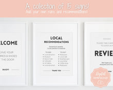 Load image into Gallery viewer, EDITABLE VRBO Vacation Rental Signs! Airbnb Template Bundle, Wifi password Sign, Welcome Book, House Rules, Airbnb Host, Check Out Signage | Bold
