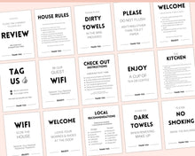 Load image into Gallery viewer, EDITABLE VRBO Vacation Rental Signs! Airbnb Template Bundle, Wifi password Sign, Welcome Book, House Rules, Airbnb Host, Check Out Signage | Bold
