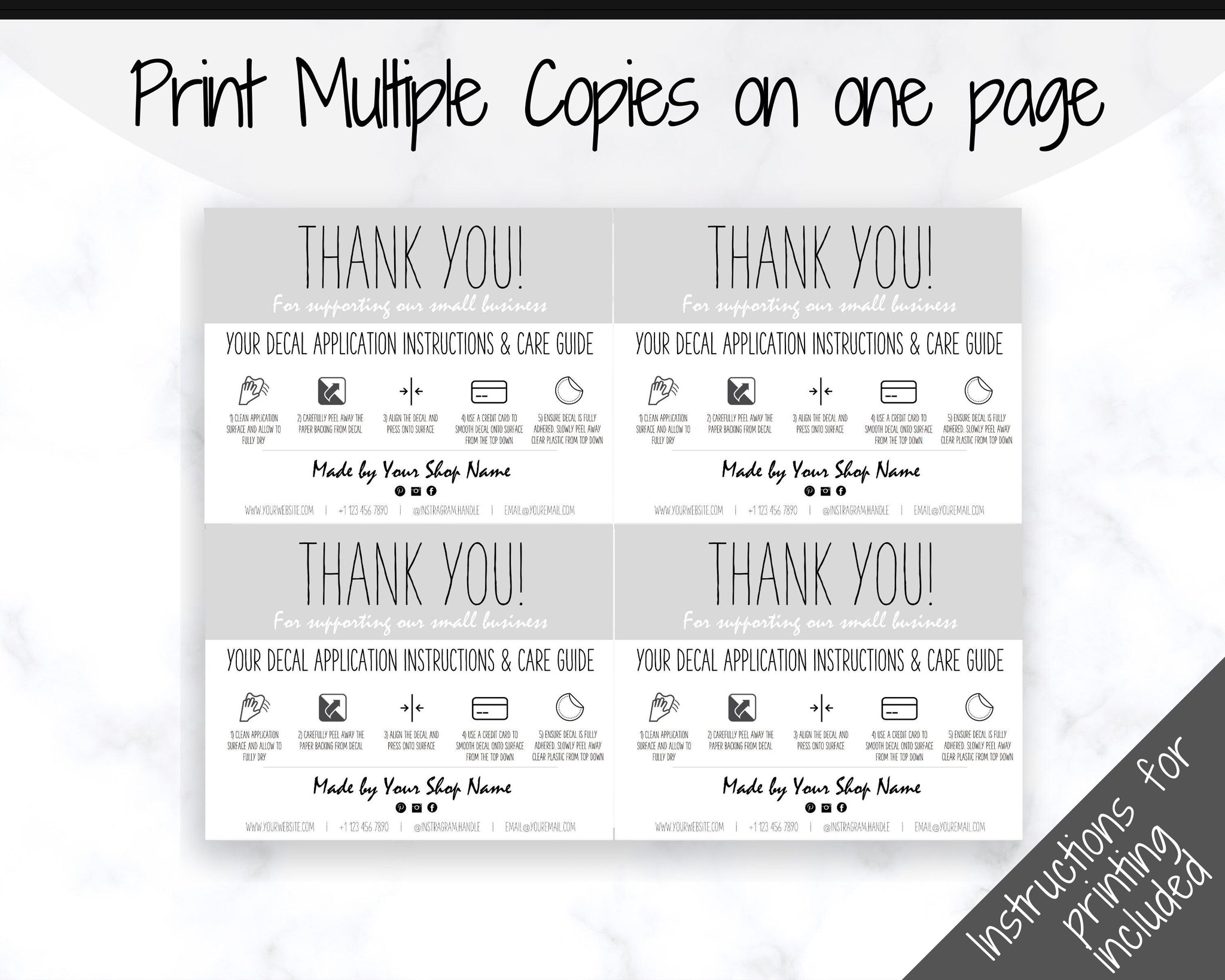 editable vinyl decal thank you business card printable instructions