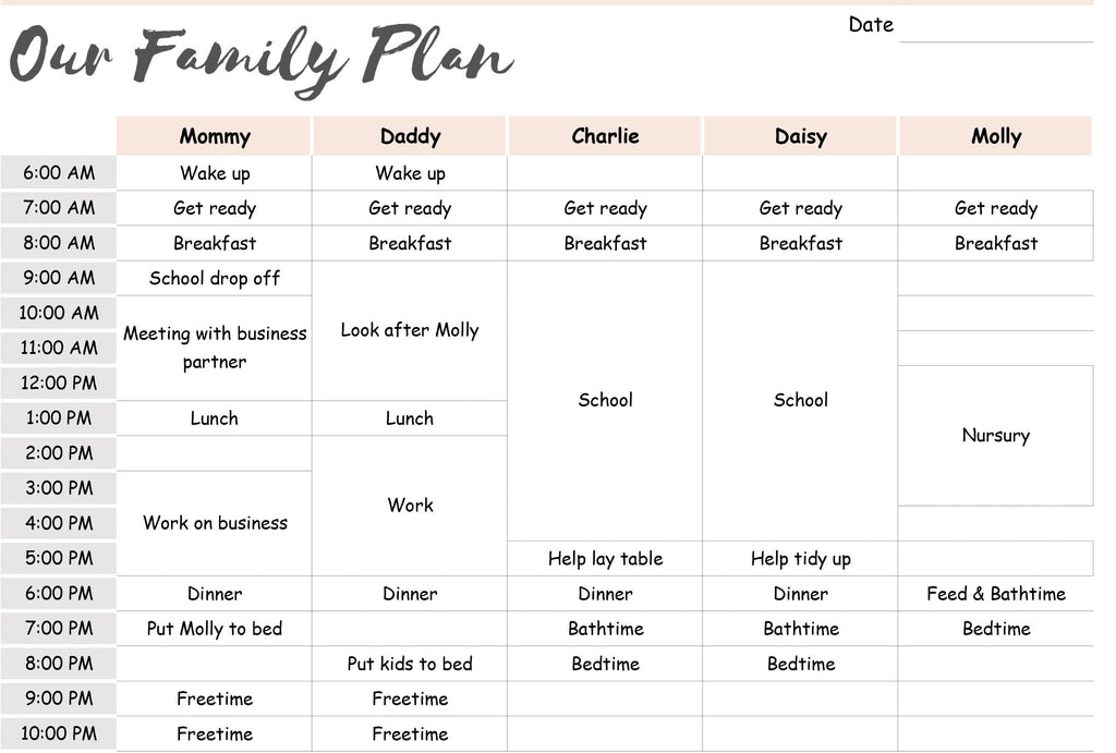 Printable Family Routine Template Sample Family Routine Chart