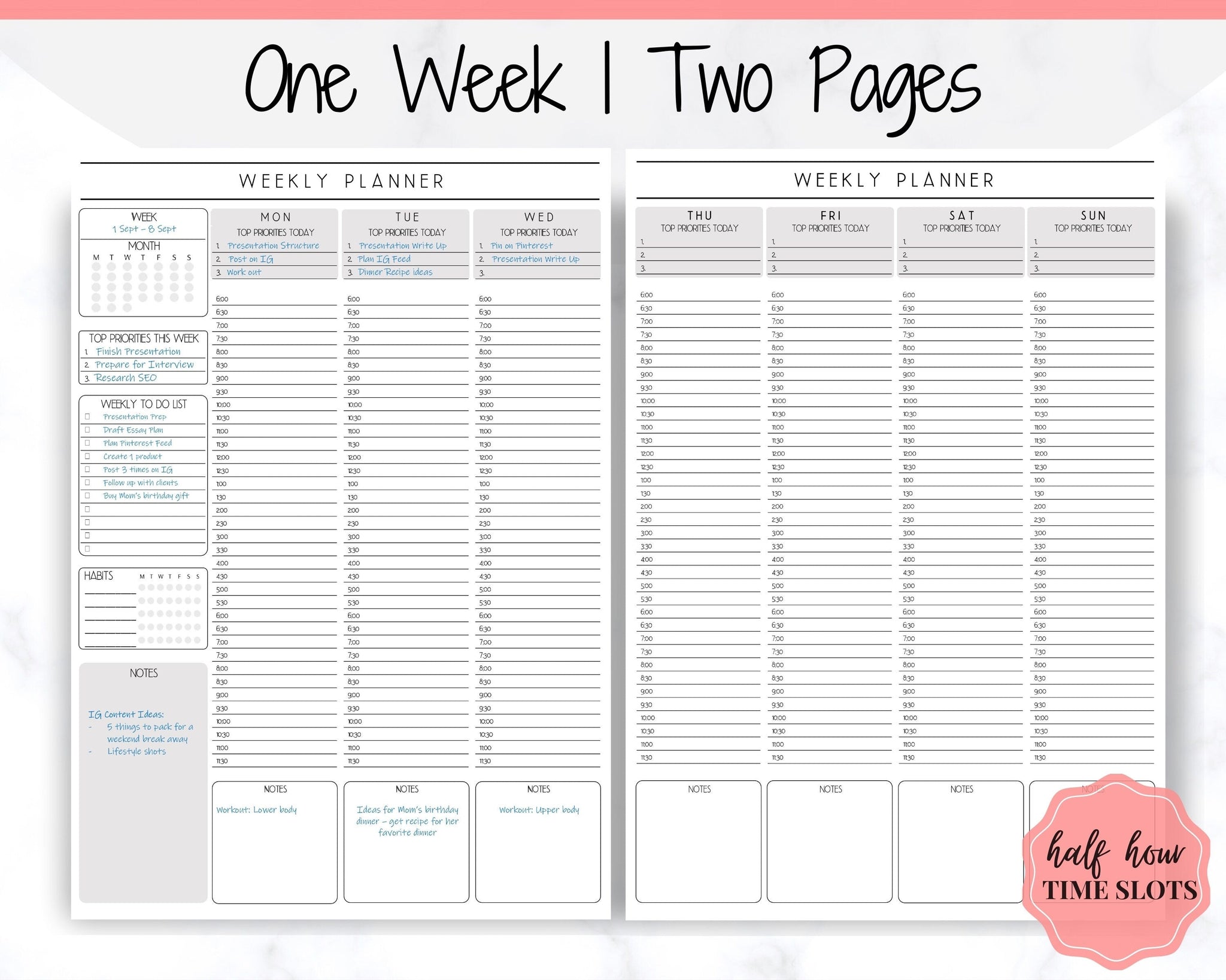 Weekly P Weekly Planner Printable Pages Printable Planner Pages Daily, Weekly