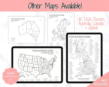 Load image into Gallery viewer, EUROPE Sales Map, EDITABLE Etsy Sales Map, Small Business European Sales Map, Procreate, Postcode, Color In, Printable Order Tracker
