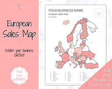Load image into Gallery viewer, EUROPE Sales Map, EDITABLE Etsy Sales Map, Small Business European Sales Map, Procreate, Postcode, Color In, Printable Order Tracker
