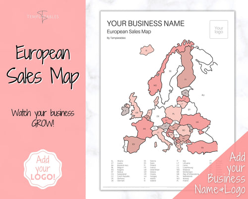 EUROPE Sales Map, EDITABLE Etsy Sales Map, Small Business European Sales Map, Procreate, Postcode, Color In, Printable Order Tracker