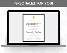 Load image into Gallery viewer, Editable Certificate Template, Certificate of Completion, Achievement, Award, Recognition, Hair, Massage, Lashes Course, Training, BUNDLE | Portrait

