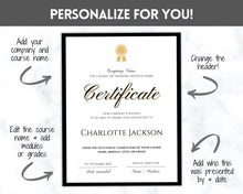 Load image into Gallery viewer, Editable Certificate Template, Certificate of Completion, Achievement, Award, Recognition, Hair, Massage, Lashes Course, Training, BUNDLE | Portrait
