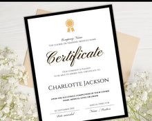 Load image into Gallery viewer, Editable Certificate Template, Certificate of Completion, Achievement, Award, Recognition, Hair, Massage, Lashes Course, Training, BUNDLE | Portrait
