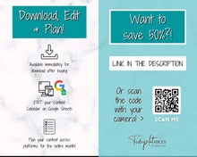 Load image into Gallery viewer, Editable Content Calendar, Google Sheets Spreadsheet, Social Media Manager, Monthly Content Planner, Instagram, Youtube, TikTok, Influencer | Teal
