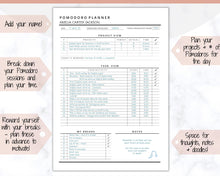 Load image into Gallery viewer, Editable POMODORO Planner, Productivity Planner Pages, Student Project Planner, Printable To Do List, Daily Pomodoro Time &amp; Task Tracker
