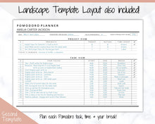 Load image into Gallery viewer, Editable POMODORO Planner, Productivity Planner Pages, Student Project Planner, Printable To Do List, Daily Pomodoro Time &amp; Task Tracker
