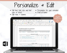 Load image into Gallery viewer, Editable POMODORO Planner, Productivity Planner Pages, Student Project Planner, Printable To Do List, Daily Pomodoro Time &amp; Task Tracker
