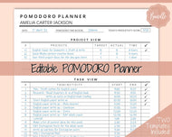 Editable POMODORO Planner, Productivity Planner Pages, Student Project Planner, Printable To Do List, Daily Pomodoro Time & Task Tracker