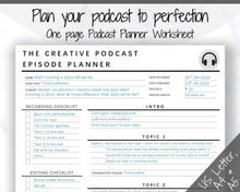 Load image into Gallery viewer, Editable Podcast Planner BUNDLE Pack. Podcast Template Content Calendar, Podcast Checklist, Printable Pod Cast Interview Script &amp; Tracker - Mono
