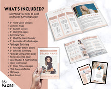 Load image into Gallery viewer, Editable Pricing &amp; Services Guide, Canva eBook, Linesheet, Catalog, Coaches, Sales Package Proposals, Client Welcome, Price List Templates | Brown
