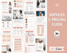 Load image into Gallery viewer, Editable Pricing &amp; Services Guide, Canva eBook, Linesheet, Catalog, Coaches, Sales Package Proposals, Client Welcome, Price List Templates | Brown
