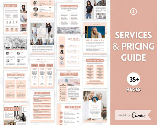 Editable Pricing & Services Guide, Canva eBook, Linesheet, Catalog, Coaches, Sales Package Proposals, Client Welcome, Price List Templates | Brown