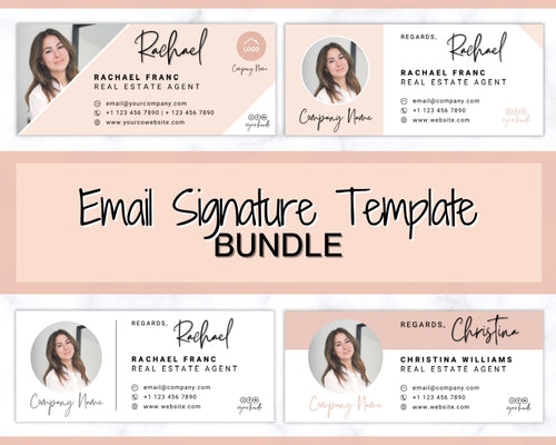 Email Signature Template BUNDLE! Add Logo & photo! Editable Canva Signature Design. Minimalist, Realtor, Real Estate, Professional, Gmail | Bundle 1