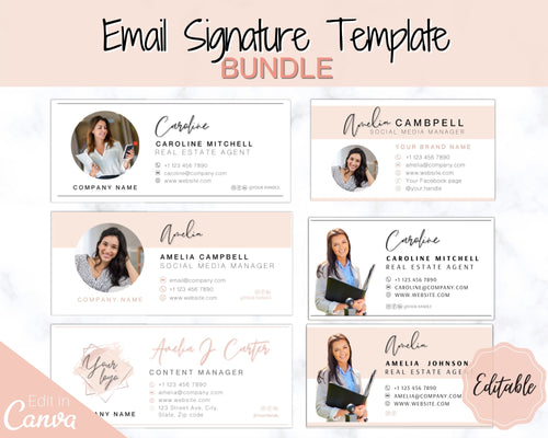 Email Signature Template BUNDLE! Add Logo & photo! Editable Canva Signature Design. Minimalist, Realtor, Real Estate, Professional, Gmail | Bundle 3