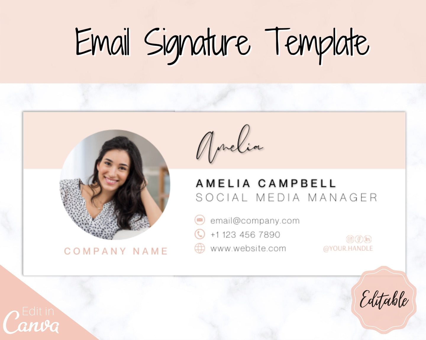Email Signature Template with logo & photo! Editable Canva Signature Design. Minimalist, Realtor Marketing, Real Estate, Professional, Gmail | Style 17