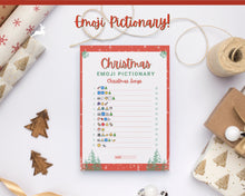 Load image into Gallery viewer, Emoji Pictionary Christmas Party Game. Holiday Games Printable, Holiday Quiz, Christmas Day Family Games, Songs, Movies, Virtual Activity
