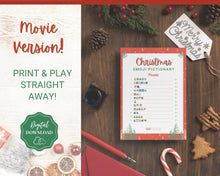 Load image into Gallery viewer, Emoji Pictionary Christmas Party Game. Holiday Games Printable, Holiday Quiz, Christmas Day Family Games, Songs, Movies, Virtual Activity
