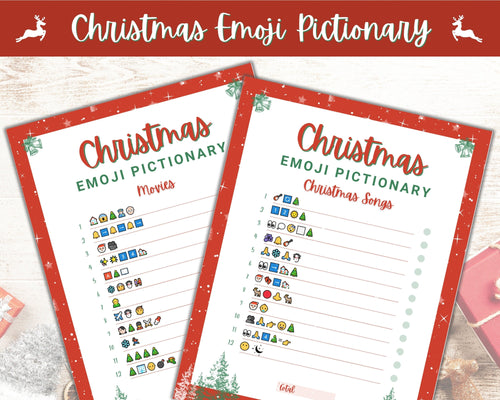 Emoji Pictionary Christmas Party Game. Holiday Games Printable, Holiday Quiz, Christmas Day Family Games, Songs, Movies, Virtual Activity