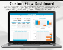 Load image into Gallery viewer, Etsy Business Tracker! Automated Spreadsheet for your Business, Profit Loss, Income Expense, Product, Inventory, Fees, Book keeping | Microsoft Excel
