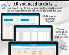 Load image into Gallery viewer, Etsy Business Tracker! Automated Spreadsheet for your Business, Profit Loss, Income Expense, Product, Inventory, Fees, Book keeping | Microsoft Excel
