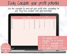 Load image into Gallery viewer, Etsy Profit Calculator, Pricing Spreadsheet for Small Business &amp; Etsy Sellers, Excel and Google Sheets, Fees Strategy, Sell on Etsy Store
