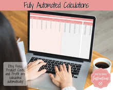 Load image into Gallery viewer, Etsy Profit Calculator, Pricing Spreadsheet for Small Business &amp; Etsy Sellers, Excel and Google Sheets, Fees Strategy, Sell on Etsy Store
