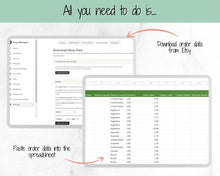 Load image into Gallery viewer, Etsy Sales Map Tracker, Global Order Tracker, Small Business World Sales, Automated Country Sales Map, Google Sheets Spreadsheet, Postcode | Green
