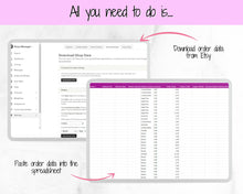 Load image into Gallery viewer, Etsy Sales Map Tracker, Global Order Tracker, Small Business World Sales, Automated Country Sales Map, Google Sheets Spreadsheet, Postcode | Purple
