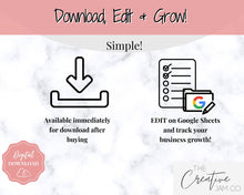 Load image into Gallery viewer, Etsy Small Business Tracker! Editable Google Sheets for your Business, Profit Loss, Income Expense, Product, Inventory, Fees, Book keeping
