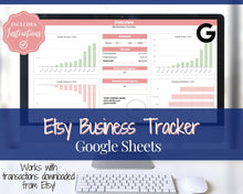 Load image into Gallery viewer, Etsy Small Business Tracker! Editable Google Sheets for your Business, Profit Loss, Income Expense, Product, Inventory, Fees, Book keeping
