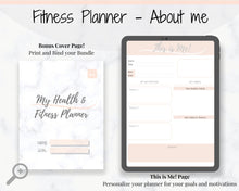 Load image into Gallery viewer, FITNESS PLANNER for Weight Loss. Habit Tracker, Mood Tracker, Diet Planner included in Self Care Kit. Wellness planner, weight loss tracker
